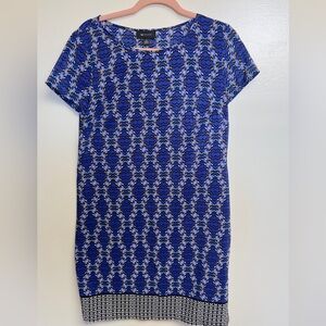 AB Studio Geometric Blue and Black Mini Dress